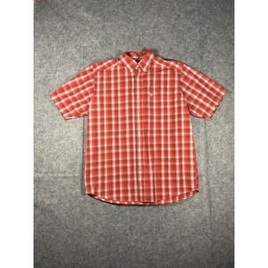 Ariat Pro Series Shirt Mens Large Red Plaid Button Down Short Sleeve Western